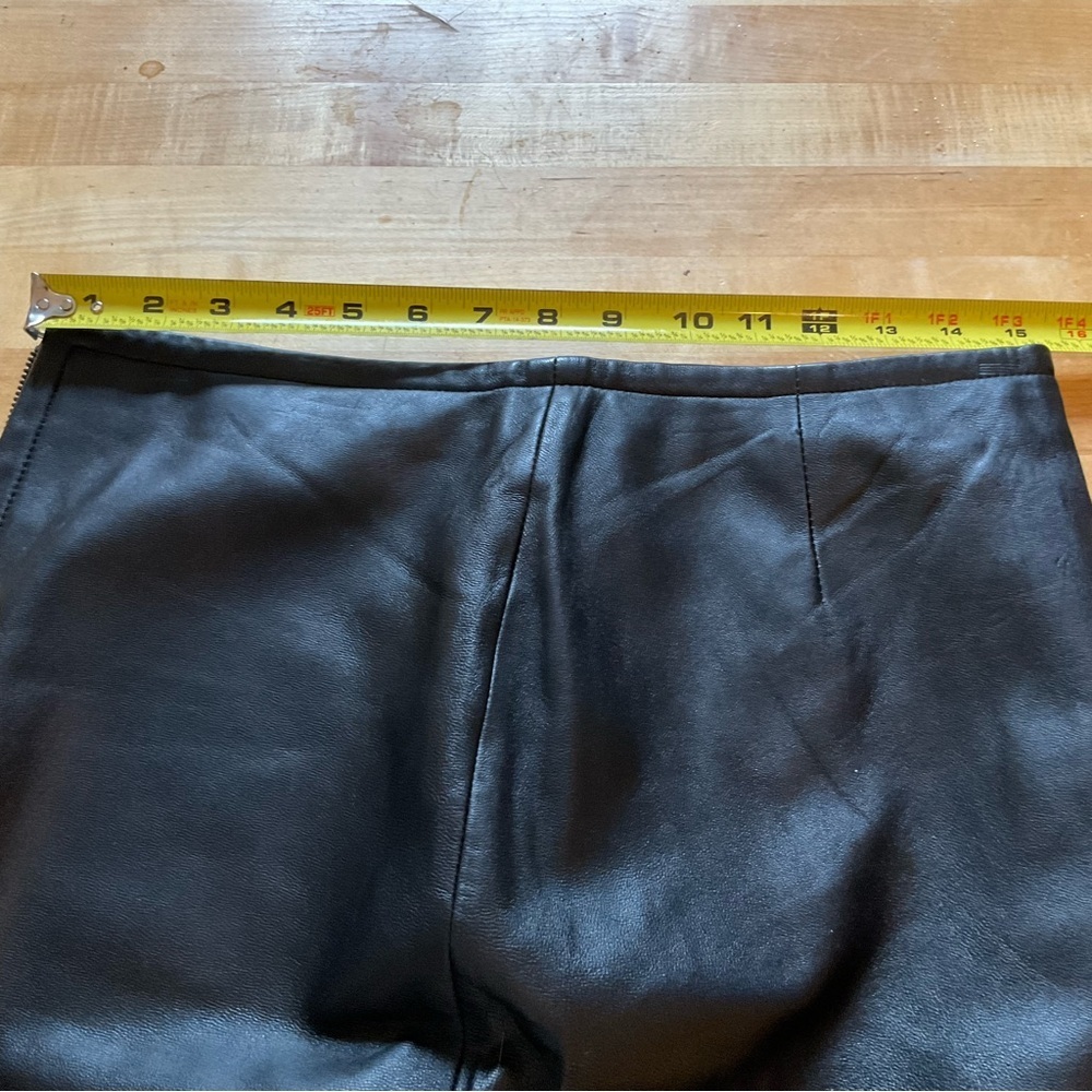 Express Genuine Leather Skirt 7/8 Black Midi Zip Front 2-Way Zipper - Picture 15 of 16